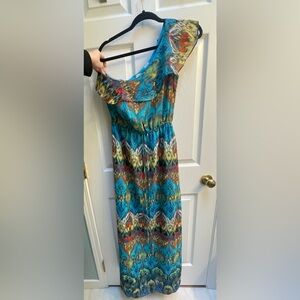 Guess Blue and Yellow Patterned Maxi Dress